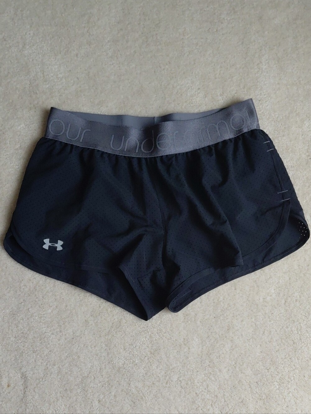 Under Armour Women’s Black Athletic Performance Shorts with Gray Waistband